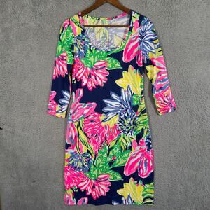 Lilly Pulitzer Kenzie Travelers Resort Floral Dress - Pink, Green, Yellow, Navy